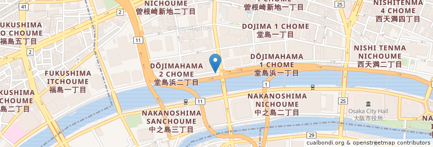 Mapa de ubicacion de 渡辺橋交番 en Japão, 大阪府, 大阪市, 北区.