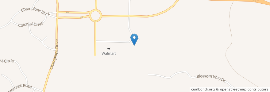 Mapa de ubicacion de Fuzzy's Taco Shop en アメリカ合衆国, アーカンソー州, Benton County, Rogers.