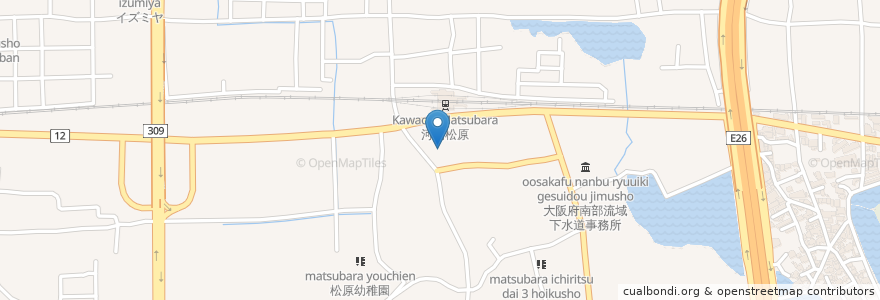 Mapa de ubicacion de KFC en 일본, 오사카부, 松原市.