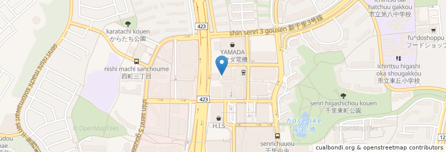 Mapa de ubicacion de 豊中市千里文化センター前駐輪場 en Япония, Осака, 豊中市.
