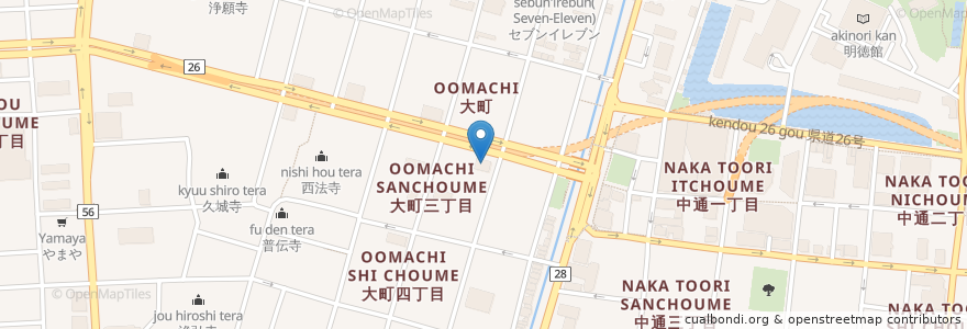 Mapa de ubicacion de 岩手銀行 秋田支店 en Japón, Prefectura De Akita, 秋田市.