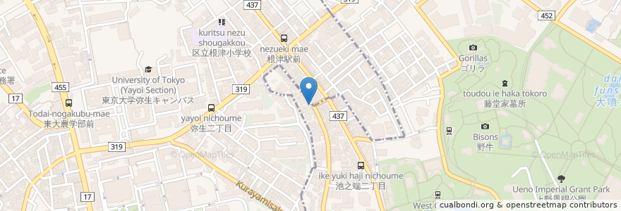 Mapa de ubicacion de ウノ歯科医院 en اليابان, 東京都, 文京区.