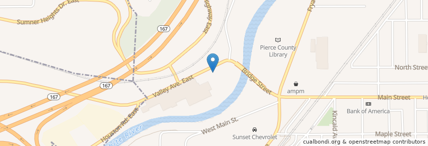 Mapa de ubicacion de Rivers Edge Cafe en Amerika Syarikat, Washington, Pierce County.