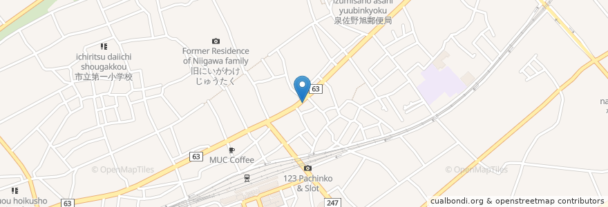 Mapa de ubicacion de 西田外科医院 en Japonya, 大阪府, 泉佐野市.