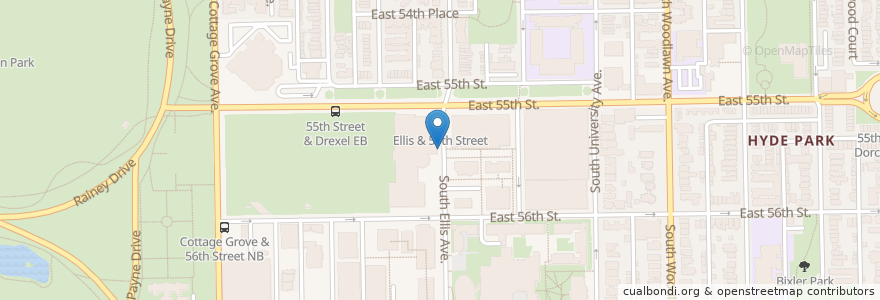Mapa de ubicacion de Ellis Ave & 55th St en الولايات المتّحدة الأمريكيّة, إلينوي, شيكاغو.