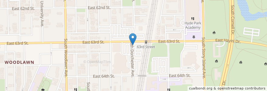 Mapa de ubicacion de Dorchester Ave & 63rd St en United States, Illinois, Chicago.