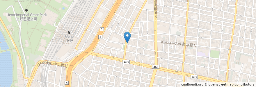 Mapa de ubicacion de 上野鈴薬局 en Japão, Tóquio, 台東区.