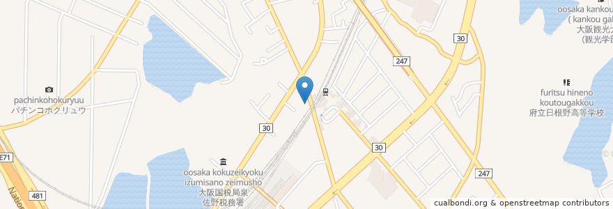 Mapa de ubicacion de 関西アーバン銀行 日根野支店 en اليابان, أوساكا, 泉佐野市.