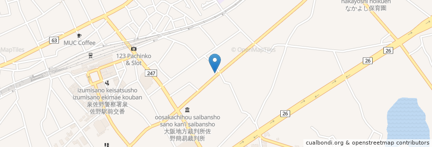 Mapa de ubicacion de たこ焼き あいうえお en 일본, 오사카부, 泉佐野市.