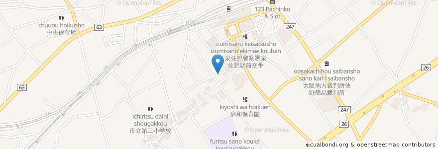 Mapa de ubicacion de Kズ・バー en Giappone, Prefettura Di Osaka, 泉佐野市.