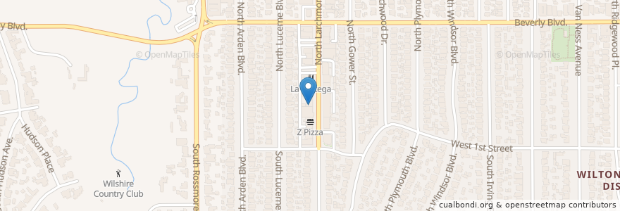 Mapa de ubicacion de Larchmont Mail Shop en アメリカ合衆国, カリフォルニア州, Los Angeles County, ロサンゼルス.