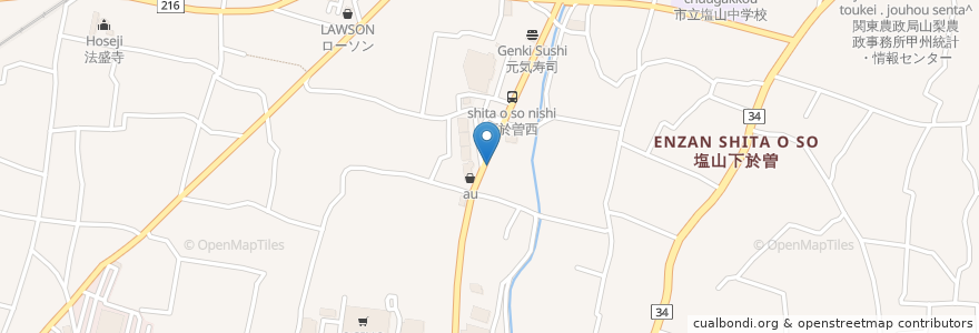 Mapa de ubicacion de ラーメンガキ大将 en Giappone, Prefettura Di Yamanashi, 甲州市.