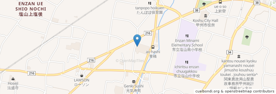 Mapa de ubicacion de ツルハドラッグ en 日本, 山梨县, 甲州市.