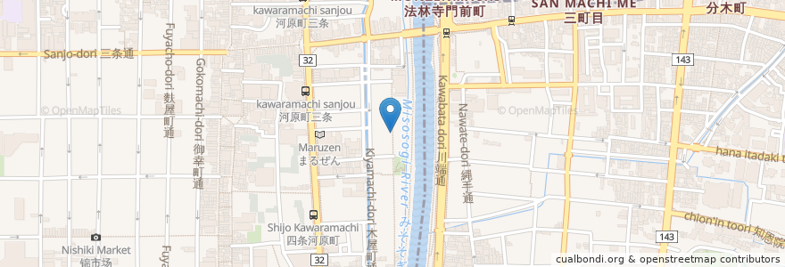 Mapa de ubicacion de Beef Cutlet Kyoto en 일본, 교토부, 京都市, 中京区.