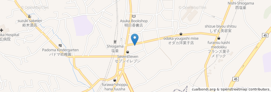 Mapa de ubicacion de タケダ薬局 en اليابان, 宮城県, 多賀城市, 塩竈市.