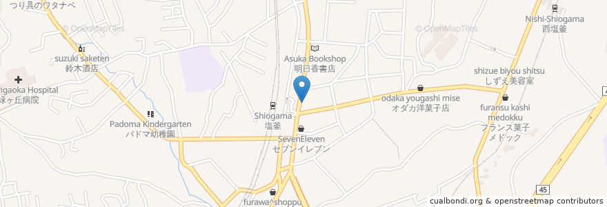 Mapa de ubicacion de かかし亭 en 日本, 宫城县, 多賀城市, 塩竈市.