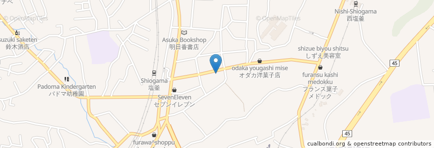 Mapa de ubicacion de ほっともっと 塩釜駅前店 en 日本, 宮城県, 多賀城市, 塩竈市.