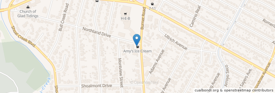 Mapa de ubicacion de Amy's Ice Creams en Estados Unidos Da América, Texas, Travis County, Austin.