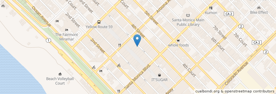 Mapa de ubicacion de Dialogue Restaurant en Estados Unidos Da América, Califórnia, Los Angeles County.