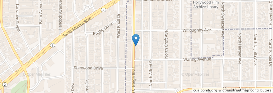 Mapa de ubicacion de ink.well en アメリカ合衆国, カリフォルニア州, Los Angeles County, ロサンゼルス, West Hollywood.