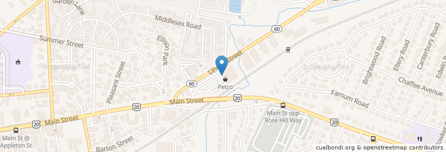 Mapa de ubicacion de CVS Pharmacy en 미국, 매사추세츠, Middlesex County, Waltham.