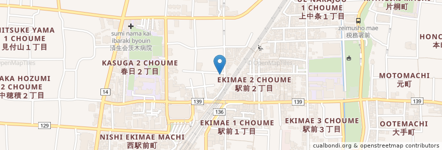 Mapa de ubicacion de カフェレードル en Jepun, 大阪府, 茨木市.