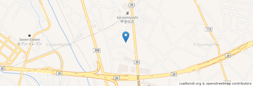 Mapa de ubicacion de ツルハドラッグ en 日本, 山梨県, 甲府市.