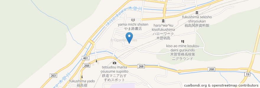Mapa de ubicacion de 大通寺 en ژاپن, 長野県, 木曽郡, 木曽町.