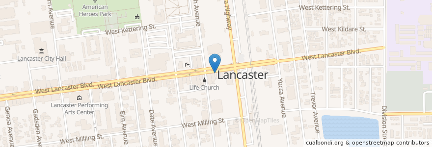Mapa de ubicacion de Olives en 미국, 캘리포니아주, Los Angeles County, Lancaster, Lancaster.