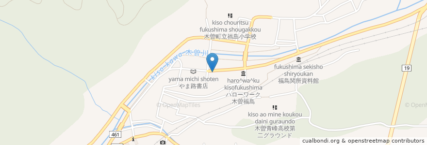 Mapa de ubicacion de クマタ en Japón, Prefectura De Nagano, 木曽郡, 木曽町.