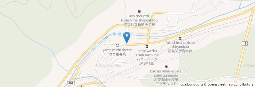Mapa de ubicacion de カドマ薬の本店 en ژاپن, 長野県, 木曽郡, 木曽町.