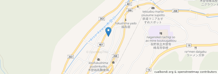 Mapa de ubicacion de 松本信用金庫 en 日本, 长野县, 木曽郡, 木曽町.