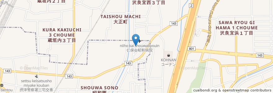 Mapa de ubicacion de 摂津ダイイチ薬局 en 日本, 大阪府, 茨木市, 摂津市.