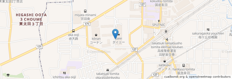 Mapa de ubicacion de マクドナルド en Japão, 大阪府, 高槻市.