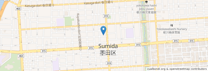 Mapa de ubicacion de 御谷湯 en 日本, 東京都, 墨田区.
