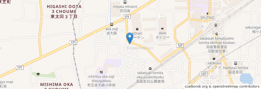 Mapa de ubicacion de ママカフェ en Japonya, 大阪府, 高槻市.