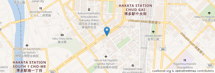 Mapa de ubicacion de 博多レディスクリニック en Japan, Fukuoka Prefecture, Fukuoka, Hakata Ward.