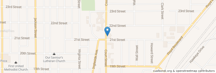 Mapa de ubicacion de Court Street Tavern en الولايات المتّحدة الأمريكيّة, آيوا, Woodbury County, Sioux City.