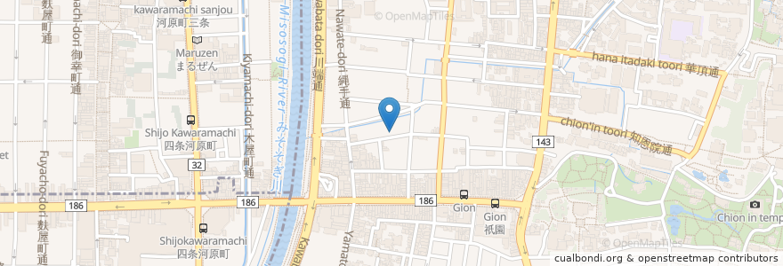 Mapa de ubicacion de 伊藤ダイ二グ 京都 en 일본, 교토부, 京都市, 東山区.