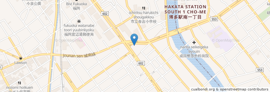 Mapa de ubicacion de パーキング一楽 en Giappone, Prefettura Di Fukuoka, 福岡市, 中央区.
