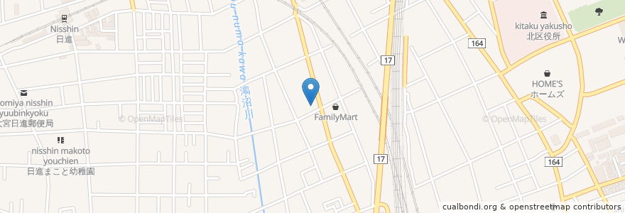 Mapa de ubicacion de 普門院飛地境内観音堂 en اليابان, 埼玉県, さいたま市, 北区.