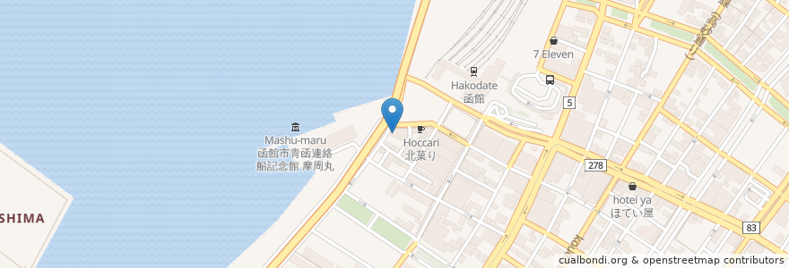 Mapa de ubicacion de 函館海鮮料理 海光房 en Japon, Préfecture De Hokkaidō, 渡島総合振興局, 函館市.