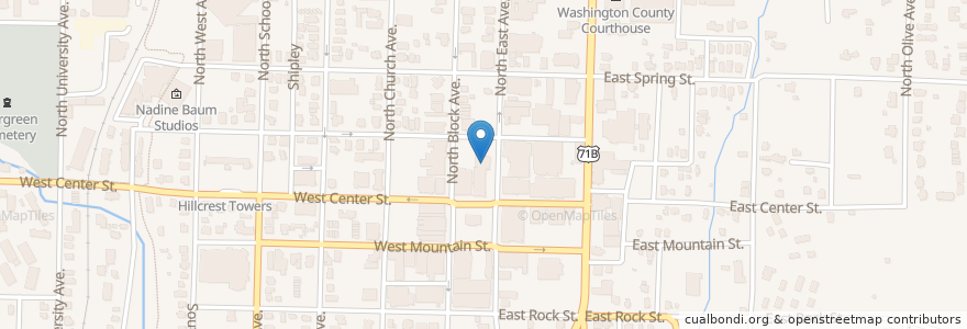 Mapa de ubicacion de Arvest Bank en 美利坚合众国/美利堅合眾國, 阿肯色州, Washington County, Fayetteville.