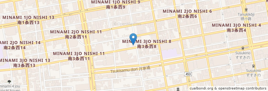 Mapa de ubicacion de Vocci en 日本, 北海道, 石狩振興局, 札幌市, 中央区.