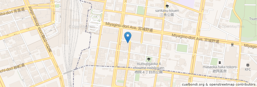 Mapa de ubicacion de 大槻眼科 en 日本, 宮城県, 仙台市, 青葉区, 宮城野区.
