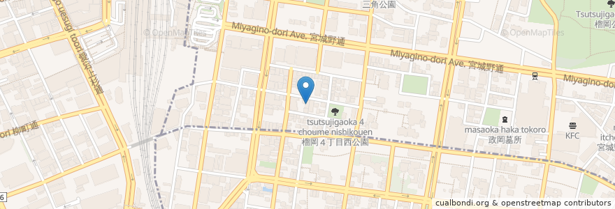 Mapa de ubicacion de 餃子と担々麺 吟 en Japan, Miyagi Prefecture, Sendai, Aoba Ward, Miyagino Ward.