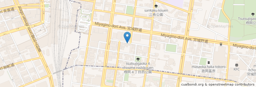Mapa de ubicacion de コクトー en 일본, 미야기현, 仙台市, 青葉区, 宮城野区.
