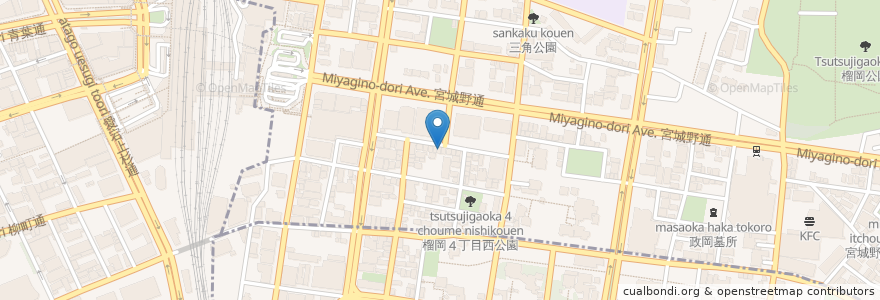Mapa de ubicacion de 麺匠ぼんてん en اليابان, 宮城県, 仙台市, 青葉区, 宮城野区.