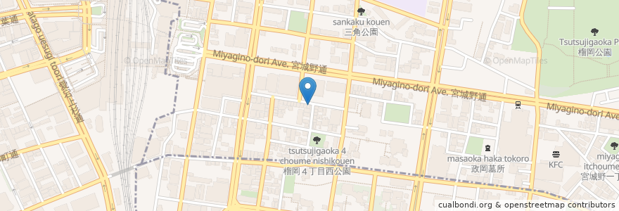 Mapa de ubicacion de 牛たん炭焼 利久 東口分店 en Japonya, 宮城県, 仙台市, 青葉区, 宮城野区.