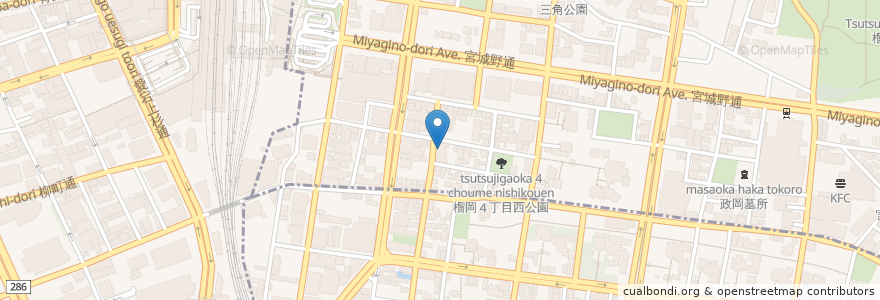 Mapa de ubicacion de 地酒と土鍋飯 さんか en Japonya, 宮城県, 仙台市, 青葉区, 宮城野区.